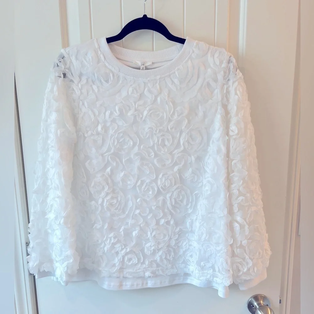 💕 Joh Apparel Raquel Top with Lace Flower Swirls white Cotton Size S - Picture 2 of 10